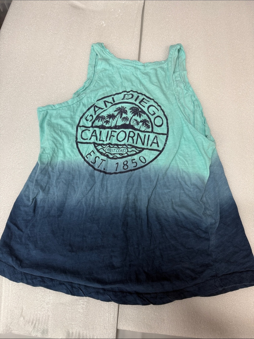 San Diego California Ombre Tank Top - Mint to Navy